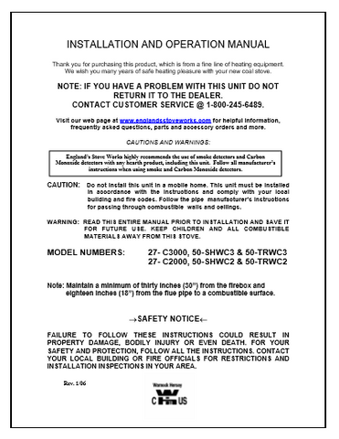 Englander 27-C2000, 27-C3000, 50-SHWC3, 50-TRWC2 User Manual