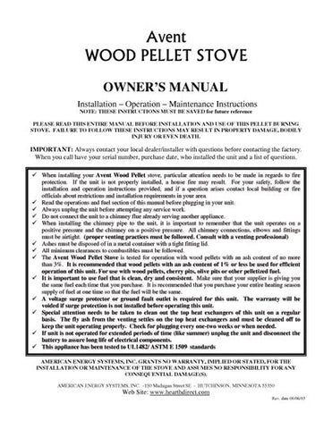 American Energy Avent User Manual - Pellet_AEavent