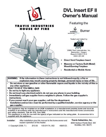 Avalon EF-II DVL User Manual - Gas_AVDVL