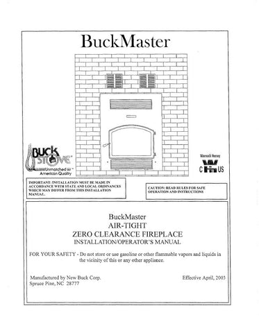 Buck Stove BuckMaster User Manual - Wood_BSBM