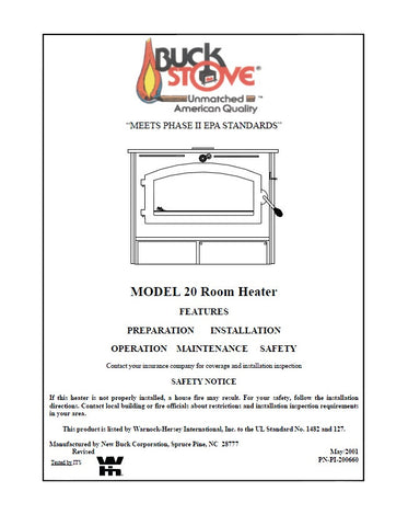 Buck Stove 20/20ZC User Manual - Wood_BSM20/20ZC