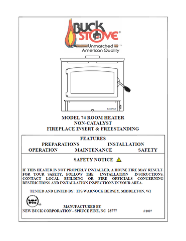 Buck Stove 74 User Manual - Wood_BSM74