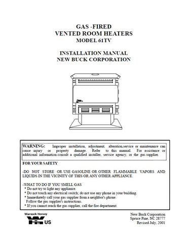 Buck Stove 61TV User Manual - Gas_Buck61TV