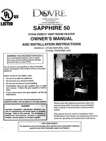 Dovre DV450 NG/LP User Manual - Gas_DV450NatLP