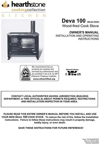 HearthStone Deva Cook Stove100 8220 User Manual - Wood_HSDeva