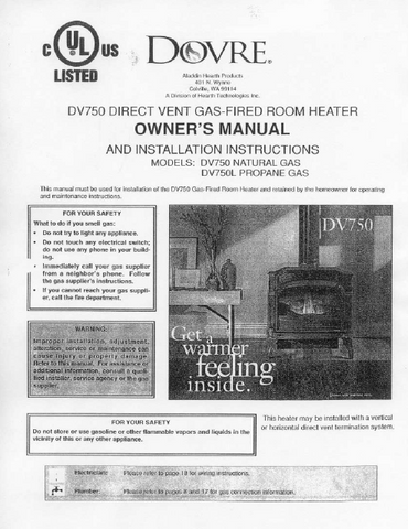 Dovre DV750 User Manual - Gas_DV750