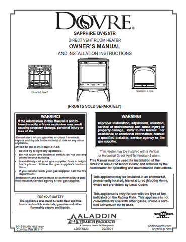 Dovre Sapphire 425TR User Manual - Gas_dovre Sapphire 425TR