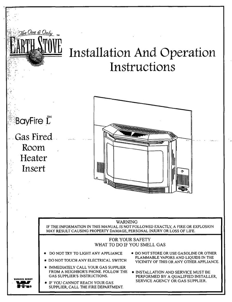 Earth Stove Bayfire User Manual - Gas Esblgi – Woodheatstoves.com