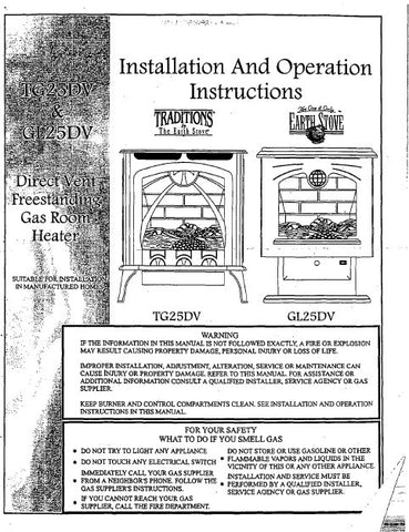 Earth Stove TG25DV/GL25DV User Manual