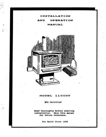 Earth Stove 1100HT Users Manual - Wood_es110HT