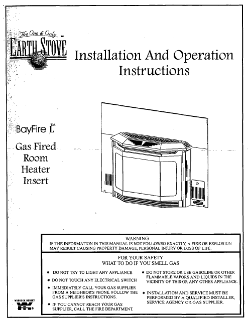 Earth Stove Bayfire L User Manual - Gas_ESBFL – WoodHeatStoves.com