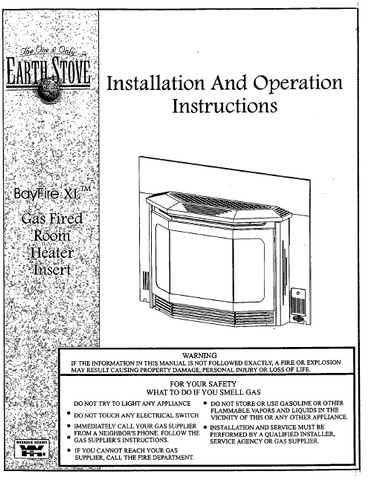 Earth Stove Bayfire XL User Manual - Gas_ESBFXL
