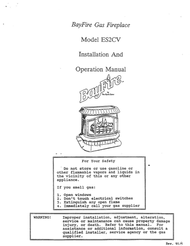 Earth Stove Bayfire ES2CV User Manual - Gas_ESBES2CV