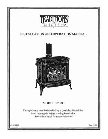 Earth Stove T200C Users Manual - Wood_est200c