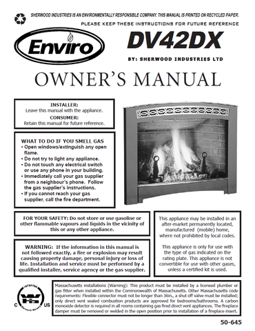 Enviro DV42DX User Manual - Gas_EG42DX