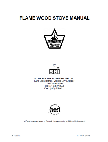 Flame Senator II Wood Stove Manual_Senator II