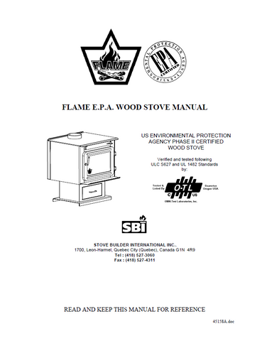 Flame XLT-I FL-025 Wood Stove Manual_XLT-I FL-025