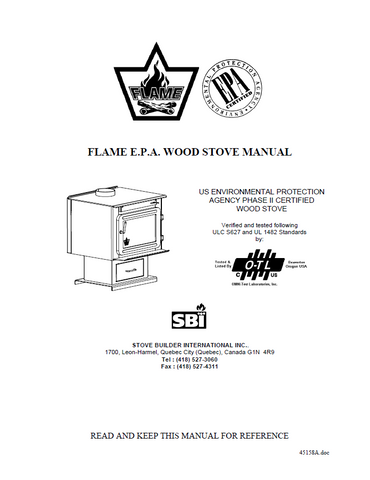 Flame Flame.XVR-III Wood Stove Manual_Flame.XVR-III