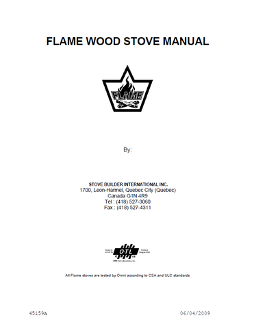 Flame "The Advantage I" Wood Stove Manual_The Advantage I
