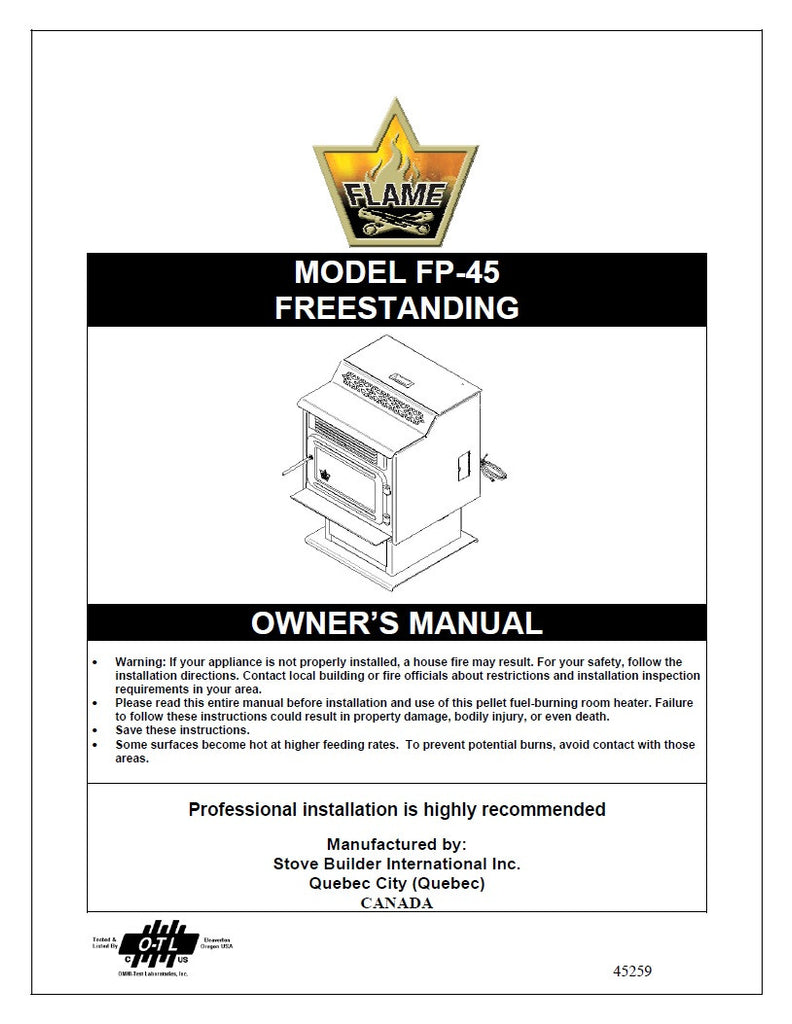 Flame FP-45 Freestanding User Manual - Pellet_FlameFP-45FS –  WoodHeatStoves.com