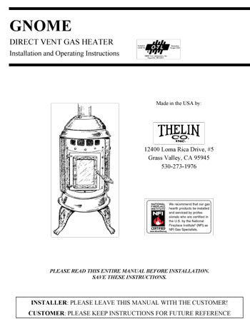 Thelin Gnome Direct Vent User Manual - Gas_ThGndvg