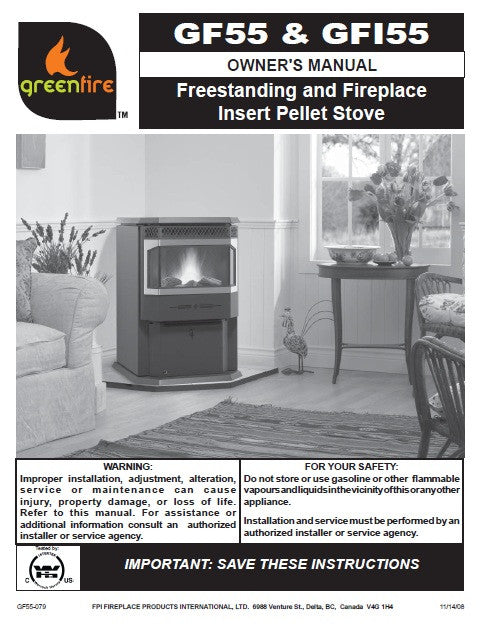 Regency GreenFire GF55 u0026 GFI55 User Manual – WoodHeatStoves.com