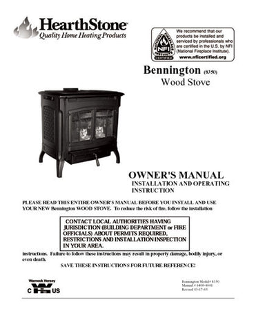 HearthStone Bennington 8350 User Manual - Wood_HSBennington8350