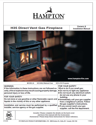 Hampton H35 DV User Manual - Gas_HH35DVFS