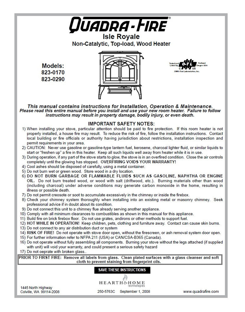Isle Royal User Manual – WoodHeatStoves.com