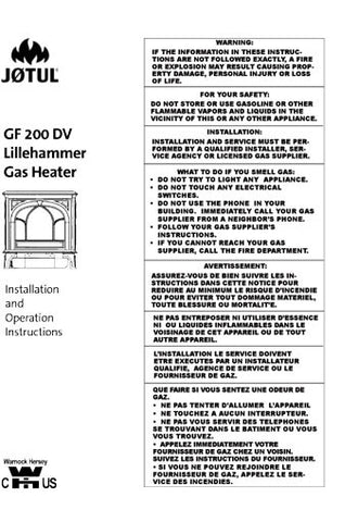 Jotul GF200 DV Lillehammer User Manual - Gas_Jotulgf200