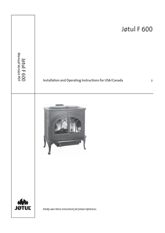 Jotul F 600 User Manual - Wood_JF600USA