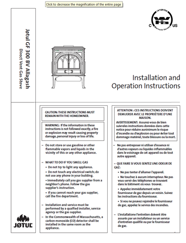 Jotul GF3 Allagash B-Vent Rev E User Manual - Gas_JGF3BVRE