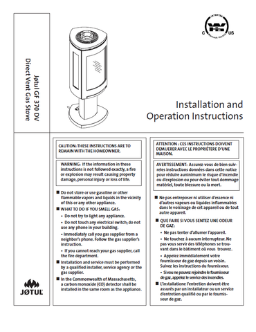 Jotul GF 370 DV User Manual - Gas_JGF370DV