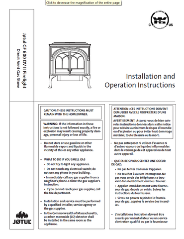 Jotul GF 600 DV II Firelight User Manual - Gas_JGF600DVII