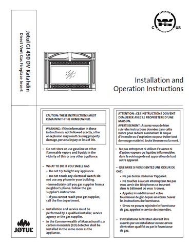 Jotul GI 450 DV Katahdin Insert User Manual - Gas_JGI450DV