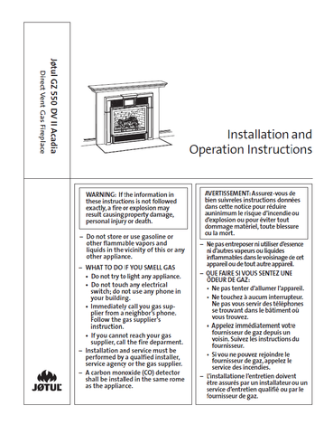 Jotul GZ 550 DV II Acadia User Manual - Gas_JGZ550DVII