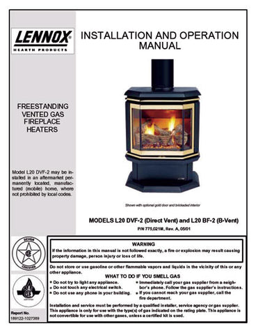 Lennox L20 DVF-2 & L20 BF-2 User Manual
