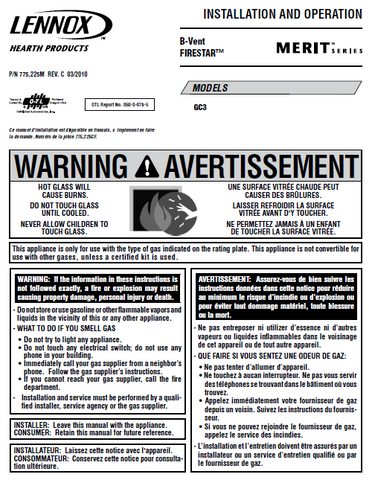 Country Firestar GC3 User Manual - Gas_CountryGC3