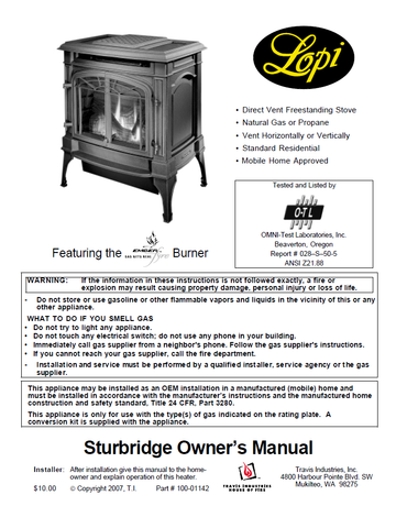 Lopi Sturbridge User Manual - Gas_LSturGS