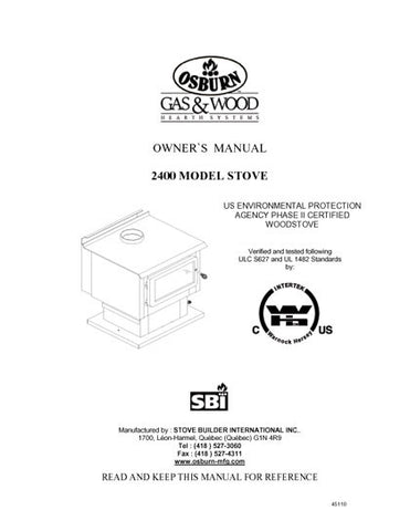 Osburn 2400  User Manual - Wood_OS2400