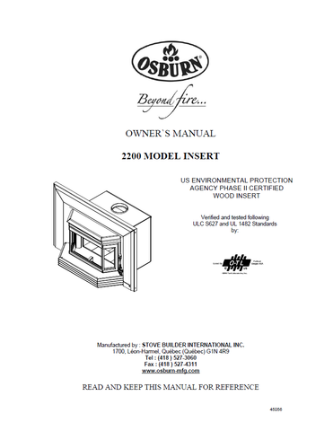 Osburn 2200 Insert User Manual - Wood_OS2200I