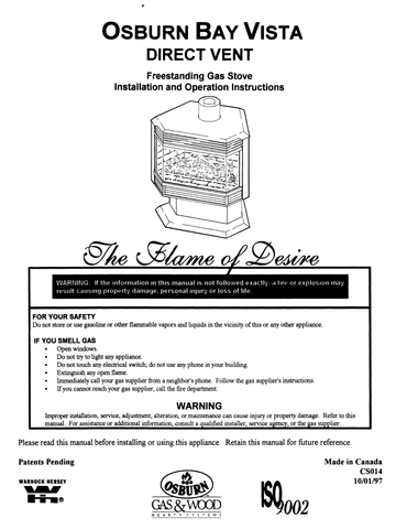 Osburn Bay Vista DV User Manual - Gas_OSBVDV