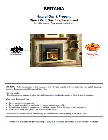 Osburn Britannia DV User Manual - Gas_OSBDV