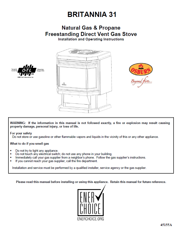 Osburn Britannia 31 DV User Manual - Gas_OSB31DV – WoodHeatStoves.com