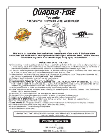 Quadra-Fire Yosemite User Manual - Wood_TQFyose