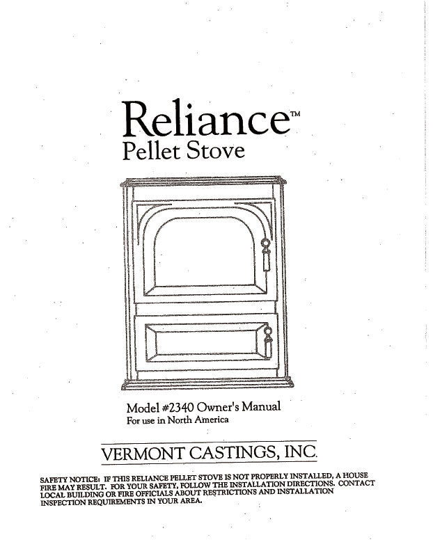 Vermont Castings Reliance Model #2340 User Manual - Pellet_VCReliance –  WoodHeatStoves.com