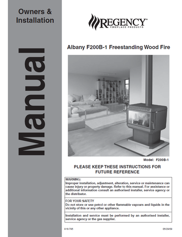 Regency Albany F200B-1 User Manual - Wood_RGAF200B-1