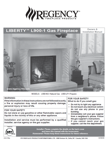 Regency Liberty L900-1 User Manual - Gas_RGL900-1