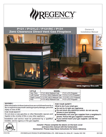 Regency P121 Series & P131 DV Insert User Manual