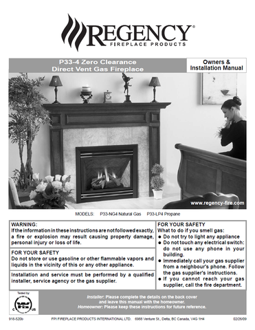 Regency P33-4 ZC DV User Manual - Gas_RGP33-4ZCDV